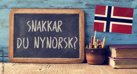 blackboard with Norwegian language course for nursing in Norway