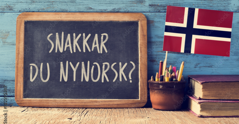 blackboard with Norwegian language course for nursing in Norway